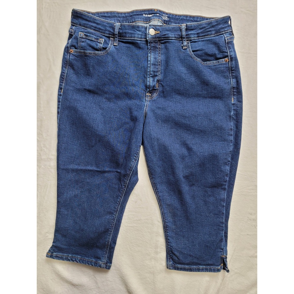 Old Navy Capri Jeans Women 16 Blue High Rise Secret Smooth Pockets